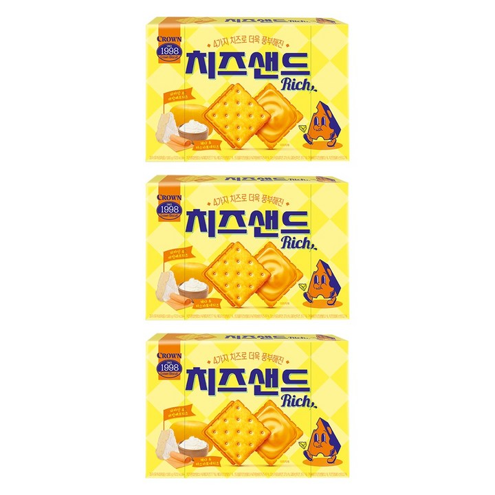 크라운 치즈샌드 리치, 180g, 3개