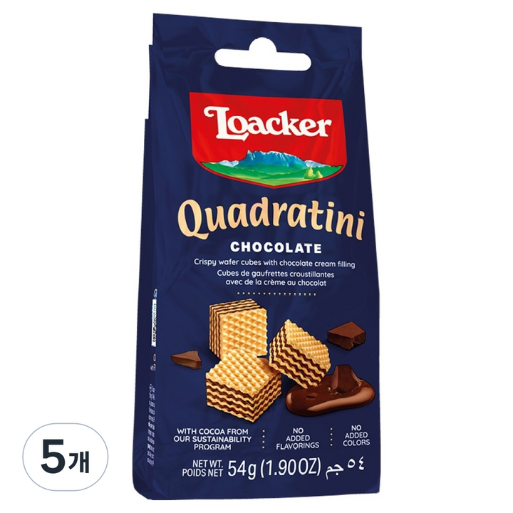 로아커 웨하스 콰드라티니 초콜릿, 54g, 5개