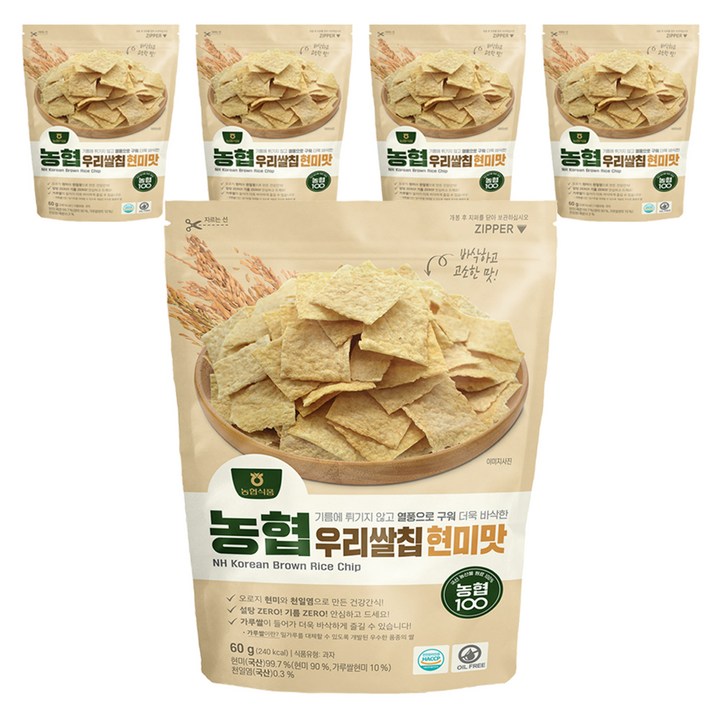 농협식품 우리쌀칩 현미맛, 60g, 5개