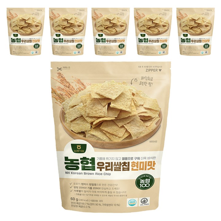 농협식품 우리쌀칩 현미맛, 60g, 6개