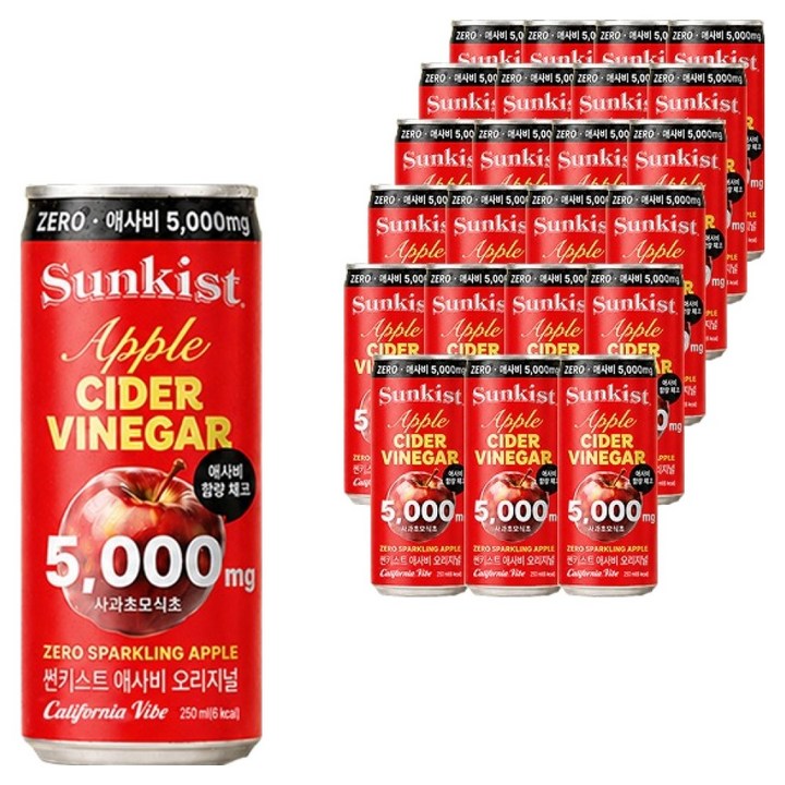썬키스트 애사비 제로 스파클링 오리지널, 24개, 250ml