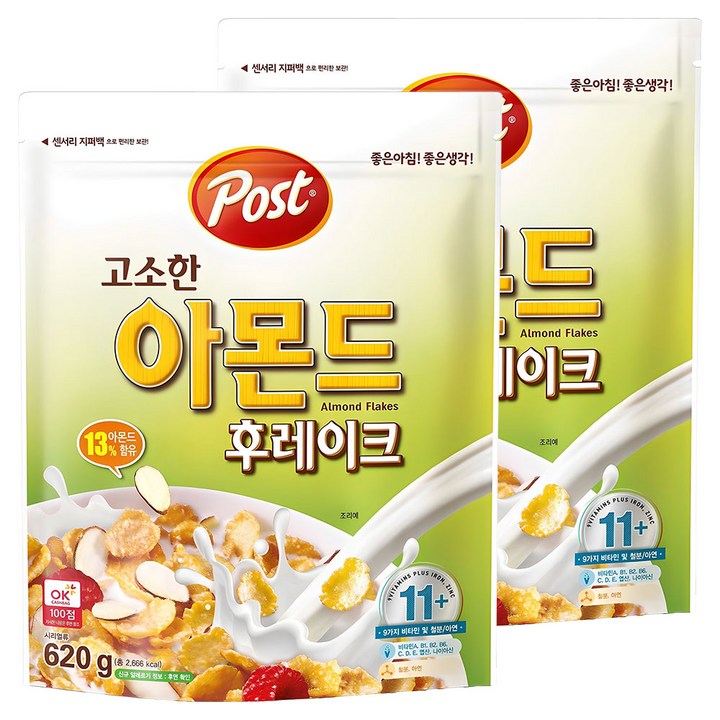 포스트 고소한 아몬드 후레이크 시리얼, 620g, 2개