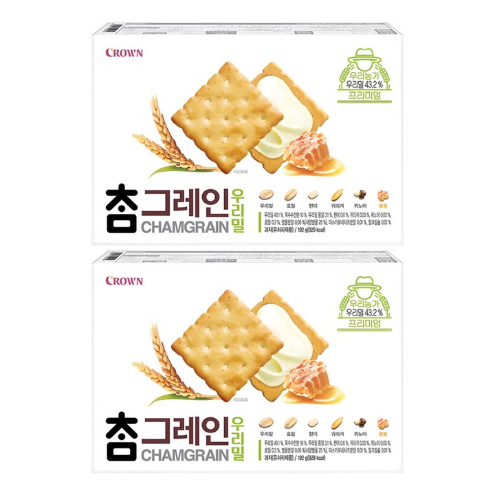 크라운 참그레인 우리밀, 192g, 2개