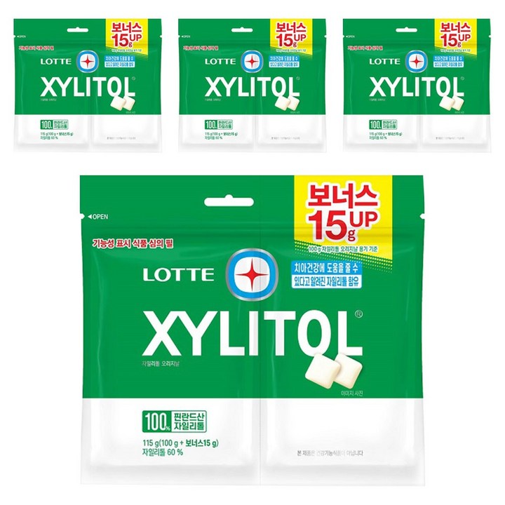 롯데자일리톨 오리지날 껌 리필, 115g, 4개
