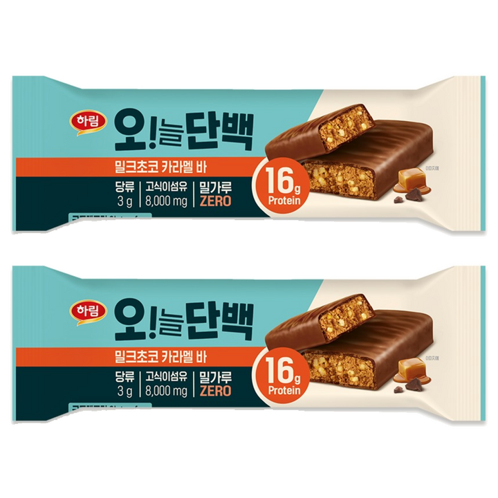 하림 오!늘단백 밀크초코 카라멜 바, 48g, 2개