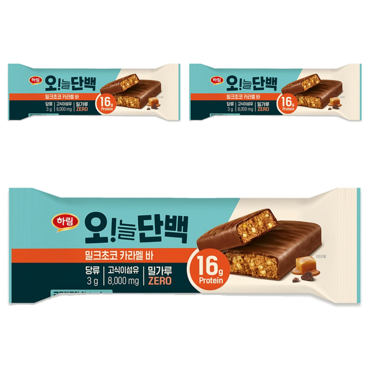 하림 오!늘단백 밀크초코 카라멜 바, 48g, 3개
