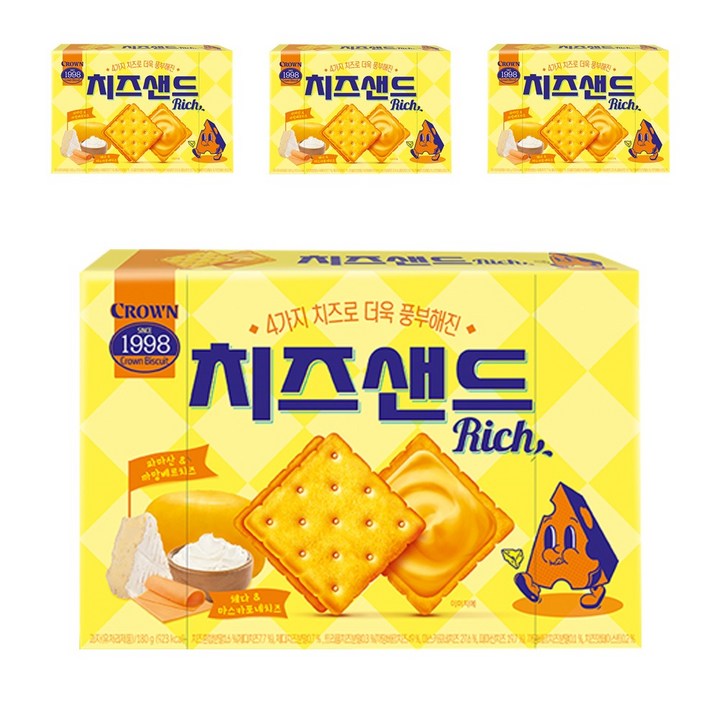 크라운 치즈샌드 리치, 180g, 4개
