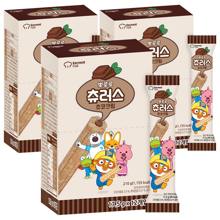 뽀로로 츄러스 초코크림, 210g, 3개