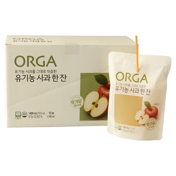 올가홀푸드 유기농 사과 한 잔, 140ml, 10개