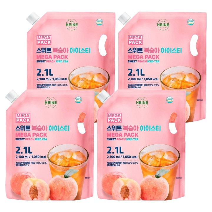 하이네 메가팩 스위트 복숭아 아이스티, 4개, 2.1L