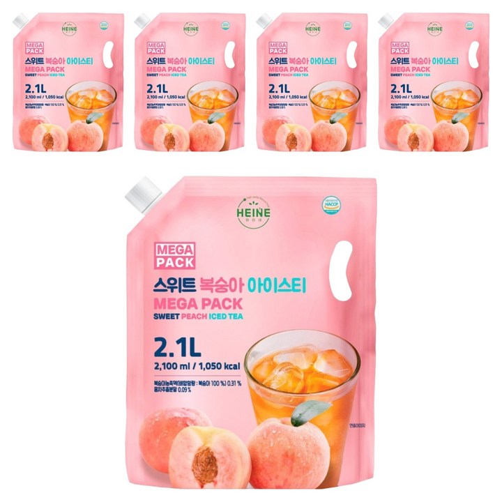 하이네 메가팩 스위트 복숭아 아이스티, 5개, 2.1L