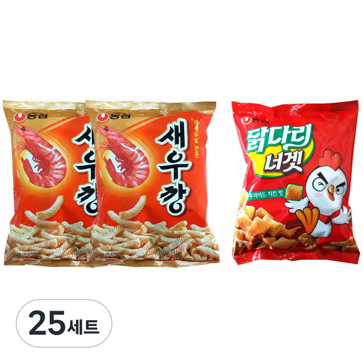 농심 새우깡 180g x 2p + 닭다리 너겟 130g, 25세트