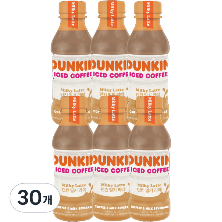 던킨도너츠 커피 밀키라떼, 400ml, 30개