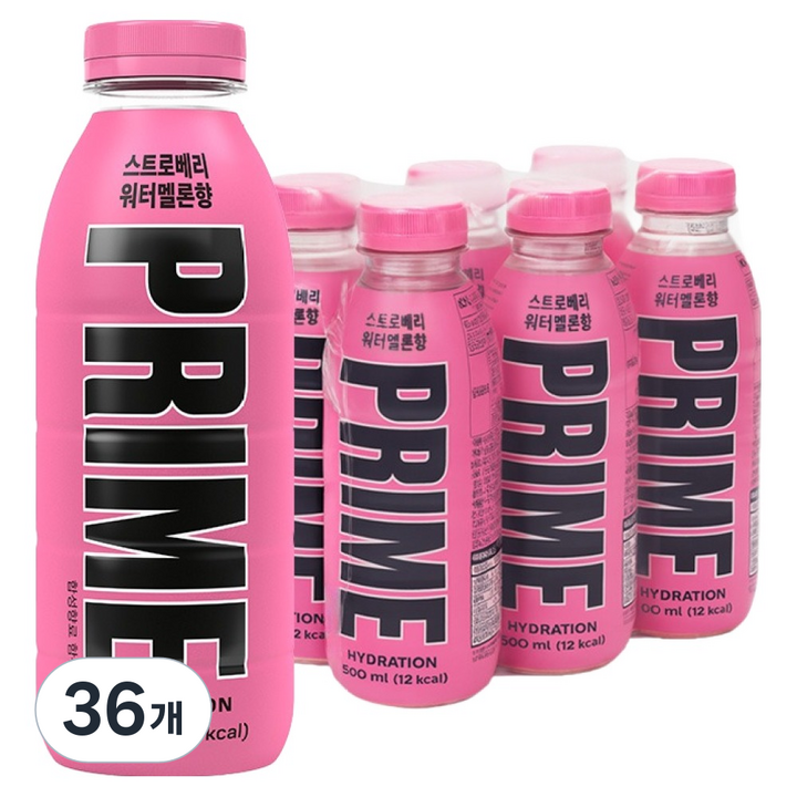 드링크프라임 하이드레이션 음료 스트로베리 워터멜론향, 36개, 500ml