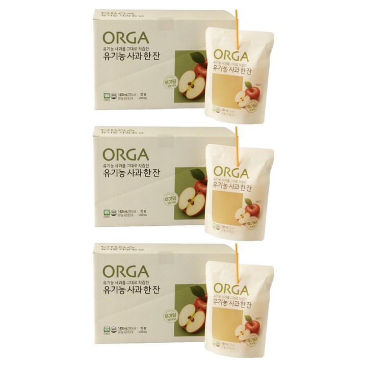 올가홀푸드 유기농 사과 한 잔, 140ml, 30개