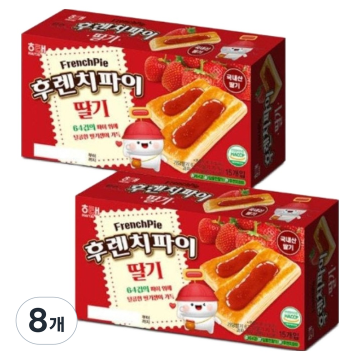 해태제과 후렌치파이 딸기, 192g, 8개