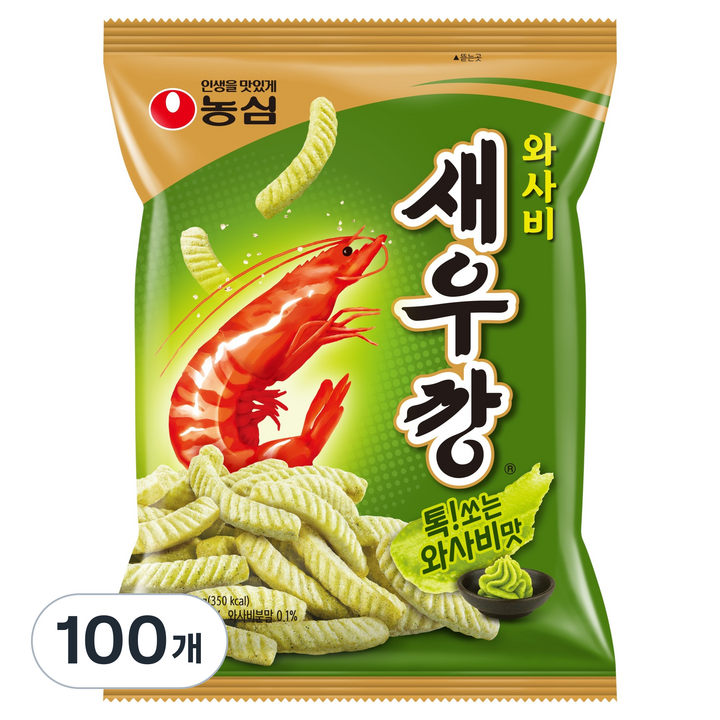 농심 와사비 새우깡, 70g, 100개