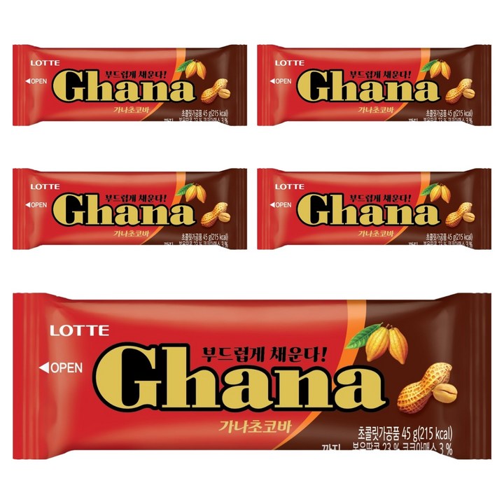 가나초코바 땅콩, 45g, 5개