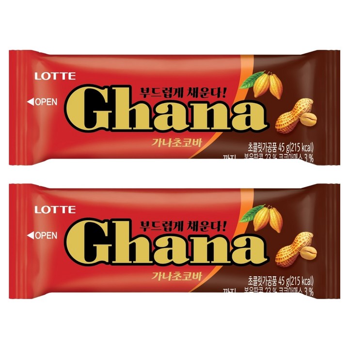 가나초코바 땅콩, 45g, 2개