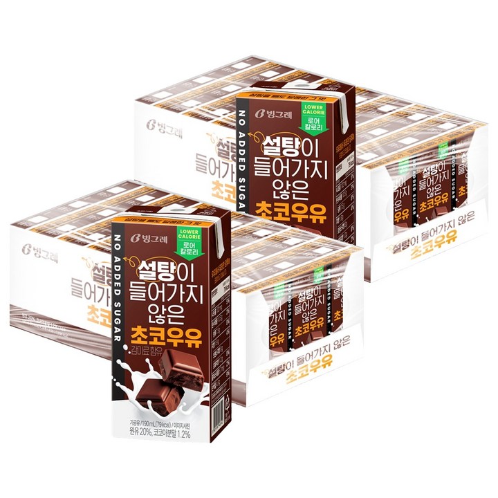 빙그레 설탕이 들어가지 않은 초코우유, 190ml, 48개