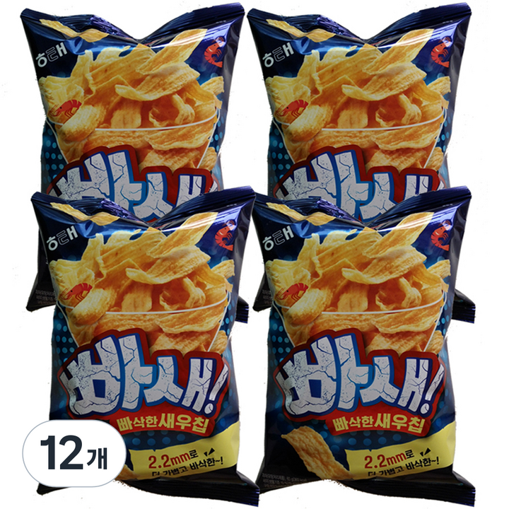 해태제과 빠새 빠삭한 새우칩, 60g, 12개