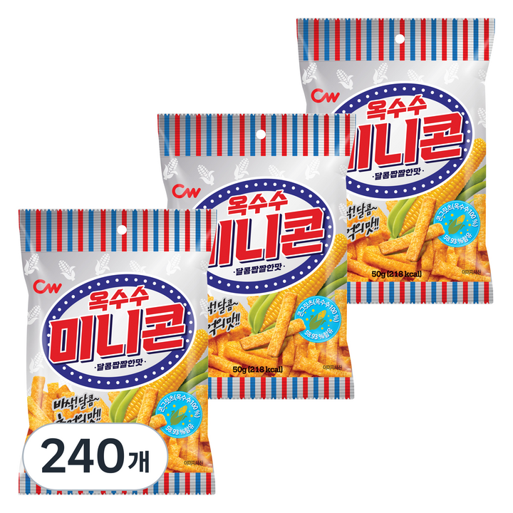 청우식품 옥수수 미니콘, 240개, 50g