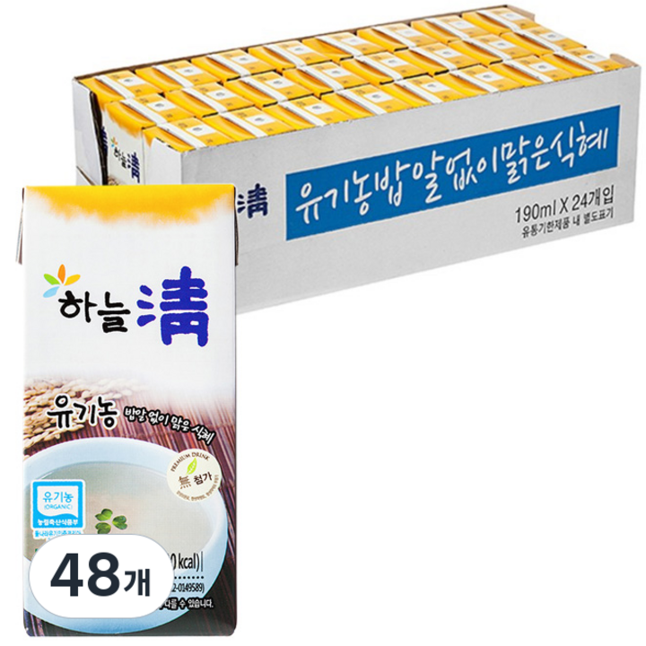 하늘청 유기농 밥알 없이 맑은 식혜, 190ml, 48개