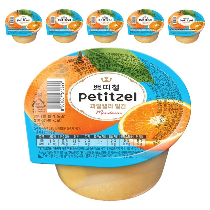 쁘띠첼 과일젤리 밀감 1개입, 210g, 6개