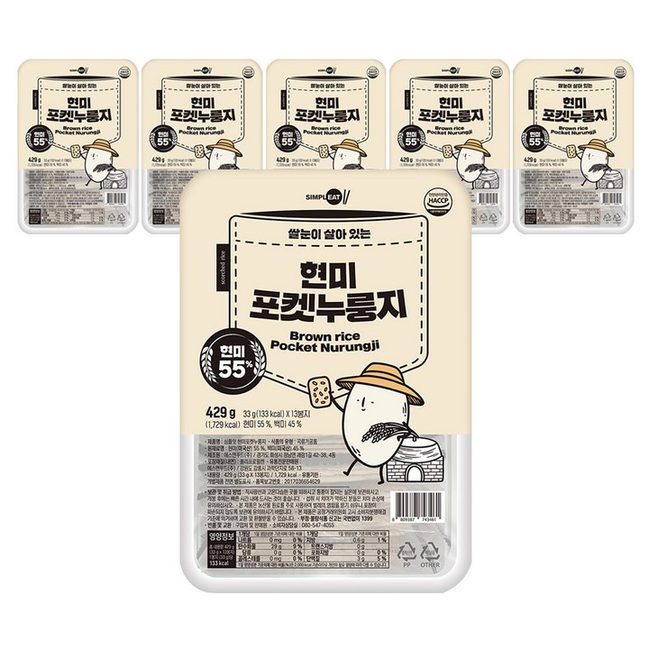 심플잇 현미 포켓누룽지, 429g, 6개