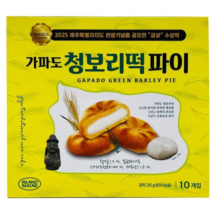 아일랜드슈가 가파도 청보리떡 파이 10p, 215g, 1개