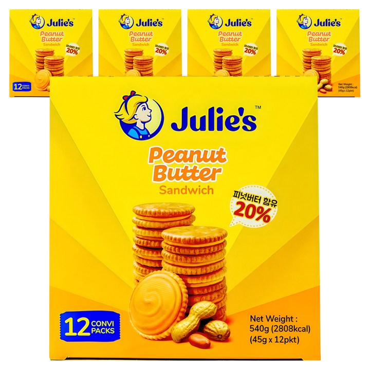 줄리스 피넛버터 샌드위치, 540g, 5개