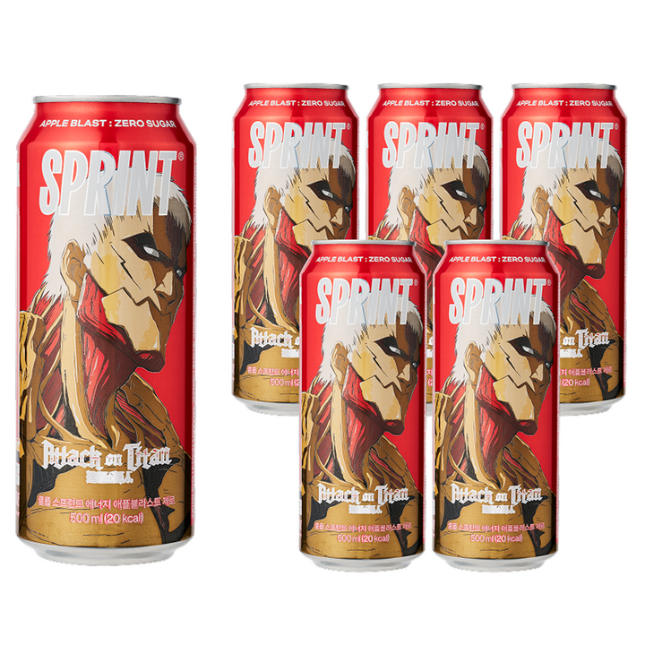 클룹 스프린트 진격의거인 에너지드링크 애플블라스트 제로, 6개, 500ml