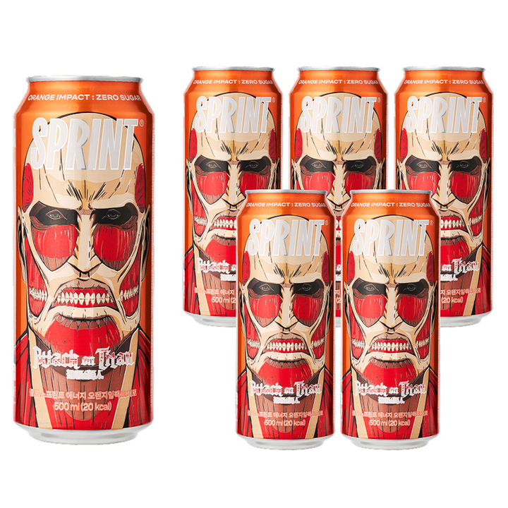 클룹 스프린트 진격의거인 에너지드링크 오렌지임팩트 제로, 6개, 500ml