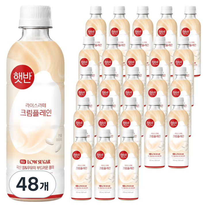 햇반 저당 라이스라떼 크림플레인 커피, 48개, 350ml