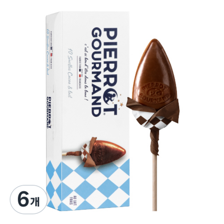 피에로구르망 롤리팝 밀크코코아맛 10p, 130g, 6개