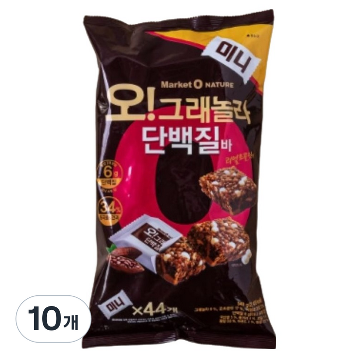 마켓오네이처 오 그래놀라 단백질바 44p, 540g, 10개