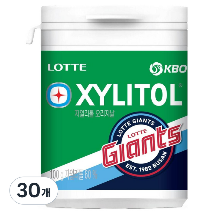 롯데자일리톨 KBO 오리지날 껌 롯데 자이언츠, 100g, 30개