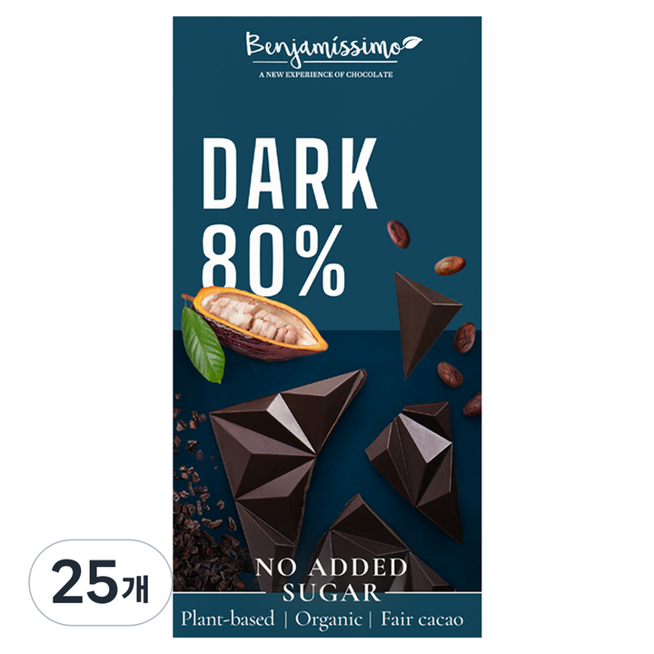벤자미시모 유기농 다크 80% 초콜릿, 60g, 25개