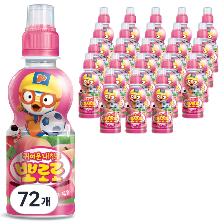 팔도 뽀로로 캐릭터 음료 복숭아맛, 235ml, 72개