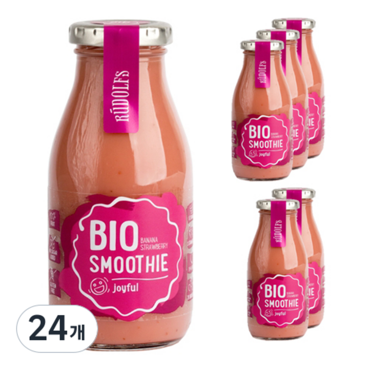 RUDOLFS 유기농 스무디 조이플 바나나 딸기, 260ml, 24개