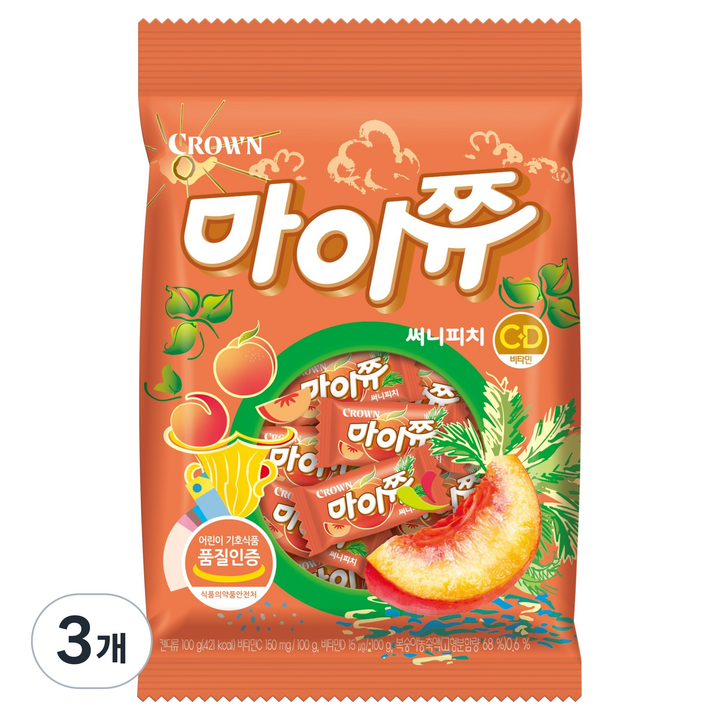 마이쮸 써니피치 필로우, 3개, 100g