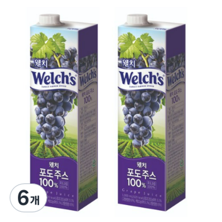 웰치 포도 주스, 6개, 1L