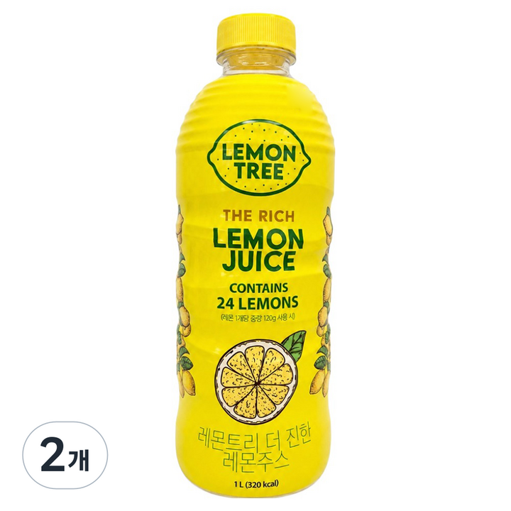 레몬트리 더진한 레몬주스, 2개, 1L