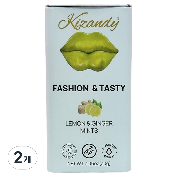 키잰디 슈가프리 레몬&진저맛 민트 캔디, 30g, 2개