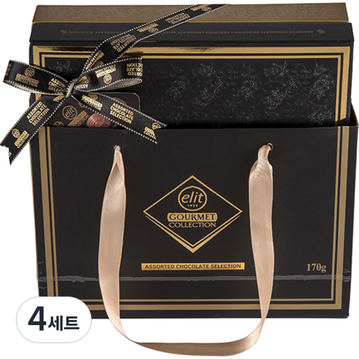 elit 고메 어쏘티드 셀렉션 초콜렛 세트 블랙, 4세트, 170g