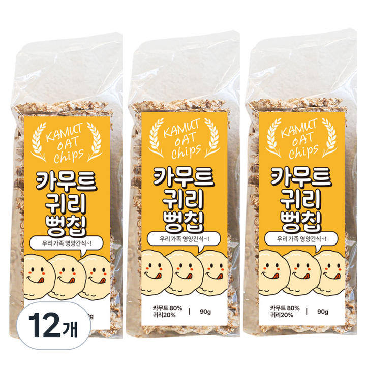 카무트 귀리 뻥칩, 90g, 12개