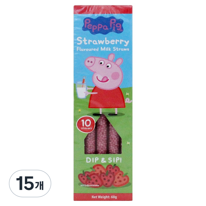 페파피그 딸기맛 스트로우, 60g, 15개