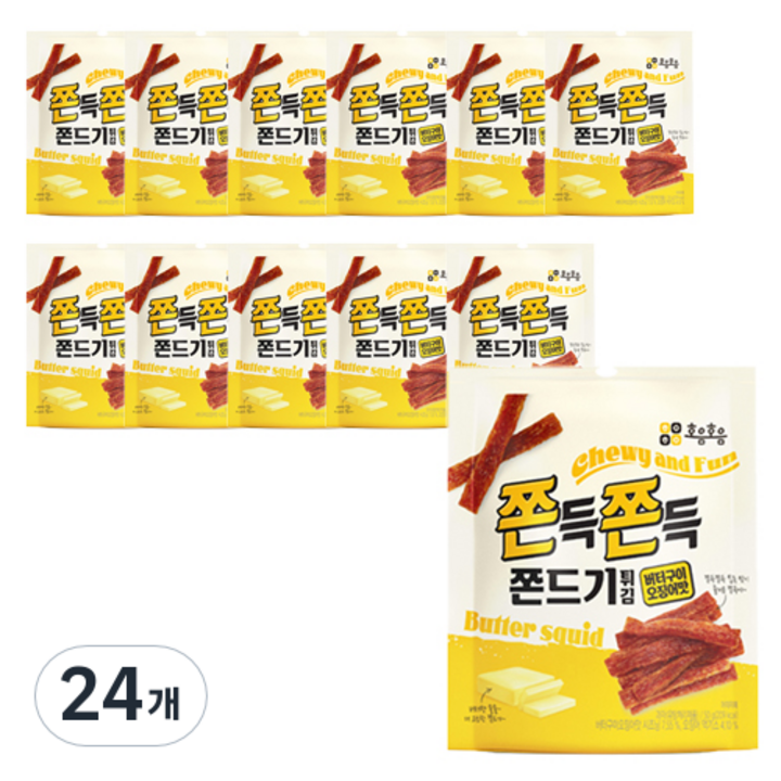 호음호음 쫀득쫀득 쫀드기 버터구이 오징어맛, 50g, 24개