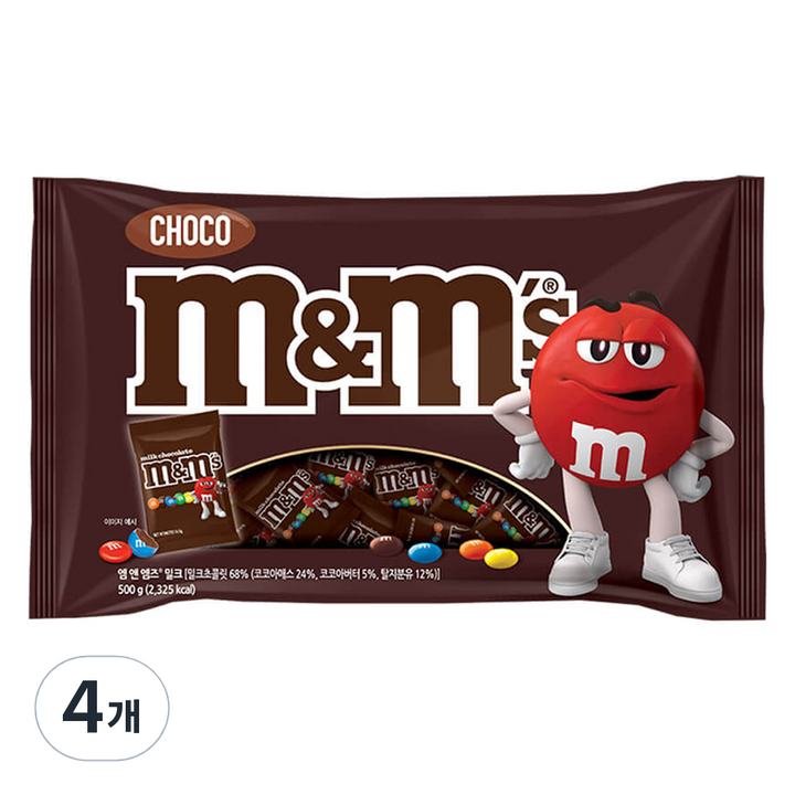 엠앤엠즈 밀크 펀사이즈 초콜릿, 500g, 4개