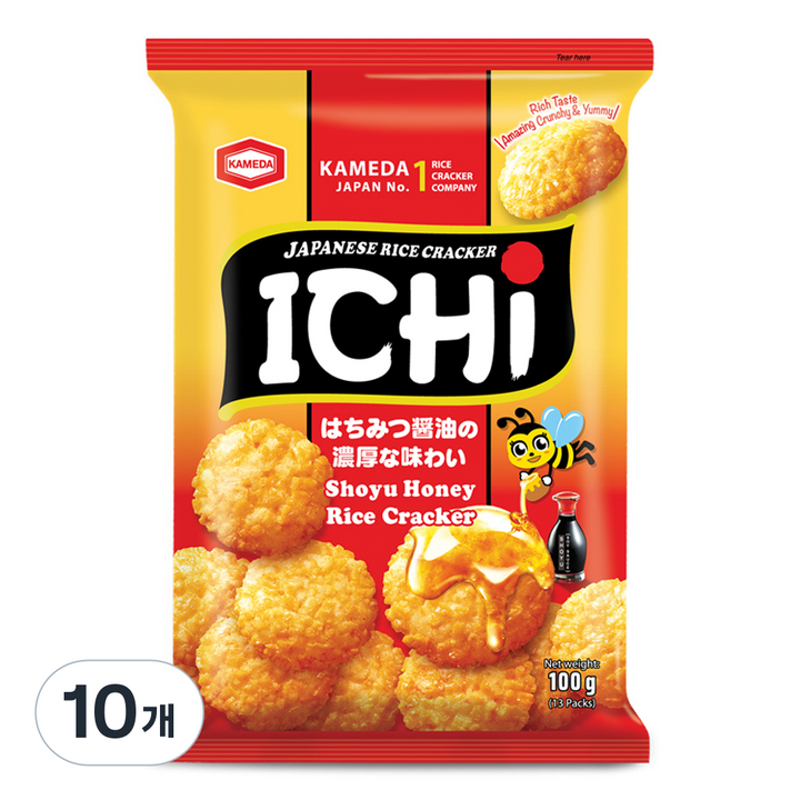 카메다 이치 쌀과자 소유허니, 100g, 10개
